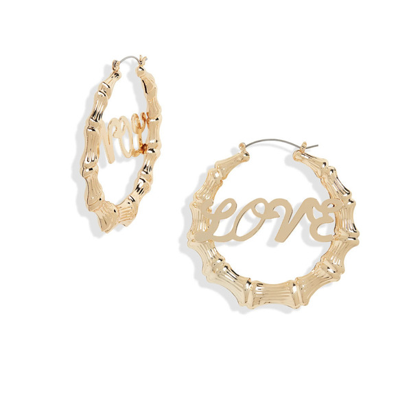Nordstrom Oversized Gold Boho Love Hoop Earrings - Picture 2 of 5
